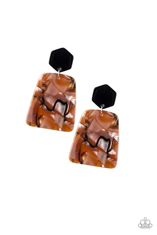 Paparazzi Earrings - Majestic Mariner - Brown