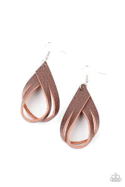 Paparazzi Earrings - Thats A STRAP - Brown
